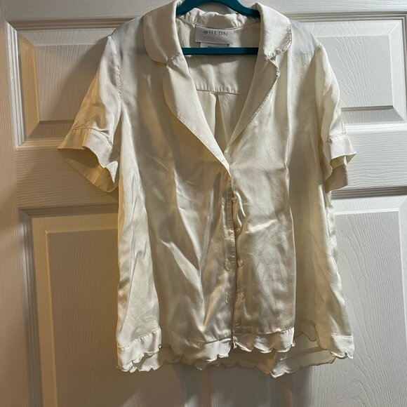 BHLDN wedding pajama set - white, scalloped - Picture 2 of 5